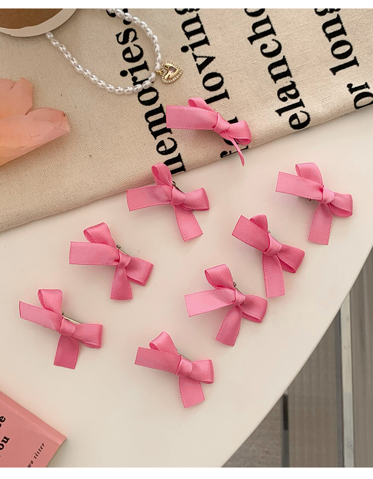 8-Pack Pink Ribbon Bow Hair Clips