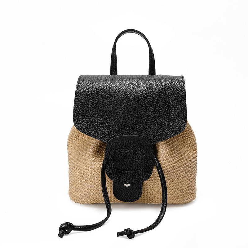 Mini Straw Woven Travel Backpack