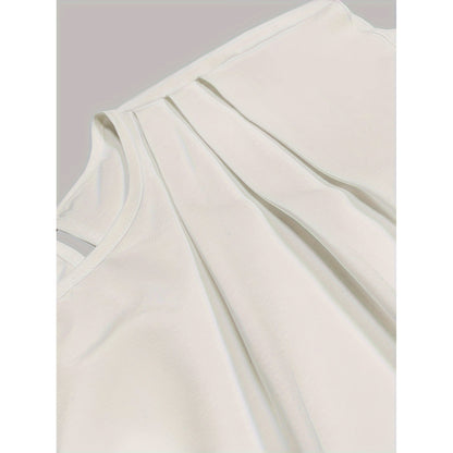 Sleeveless Round Neck Pleated Top