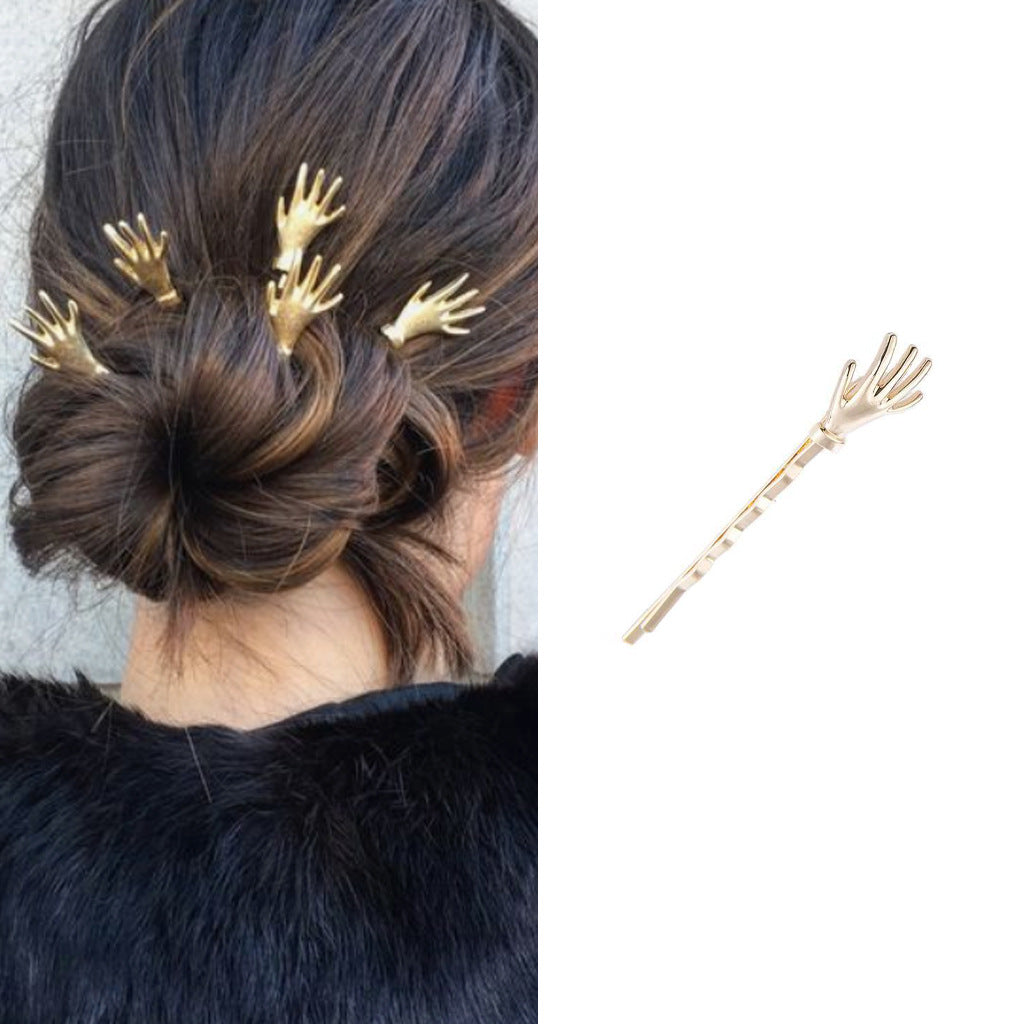 Metal Skull Hand Hair Clips for Women