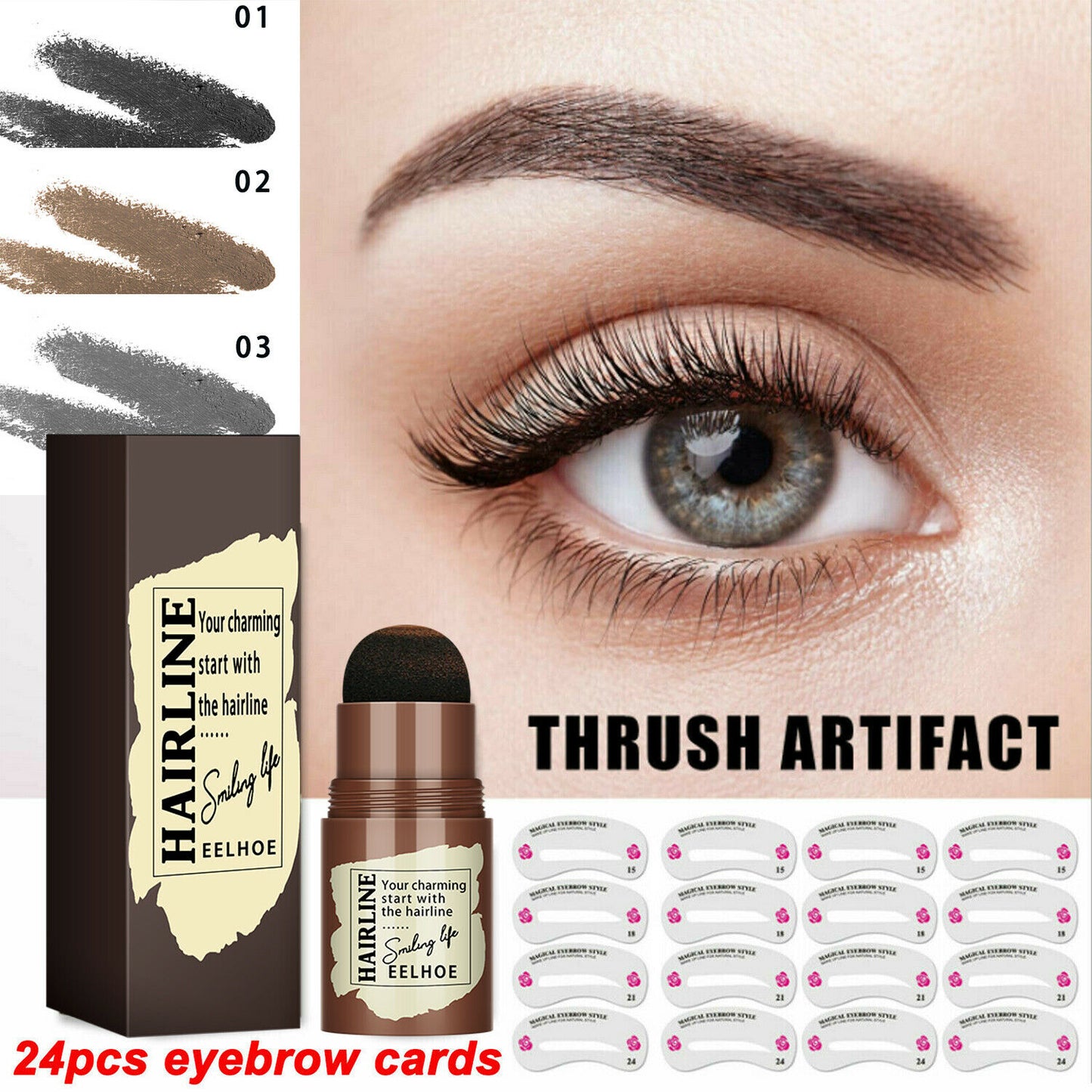 24-Piece Eyebrow Stamp & Shaping Stencil Kit