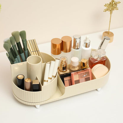 Rotating Countertop Makeup Organizer with Brush Holder
