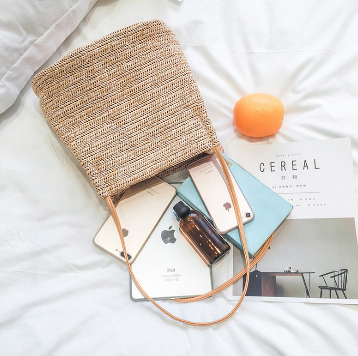Straw Woven Shoulder Tote Bag
