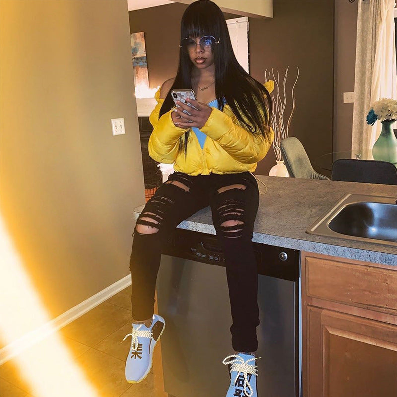 Women Short Stand Collar Winter Coat