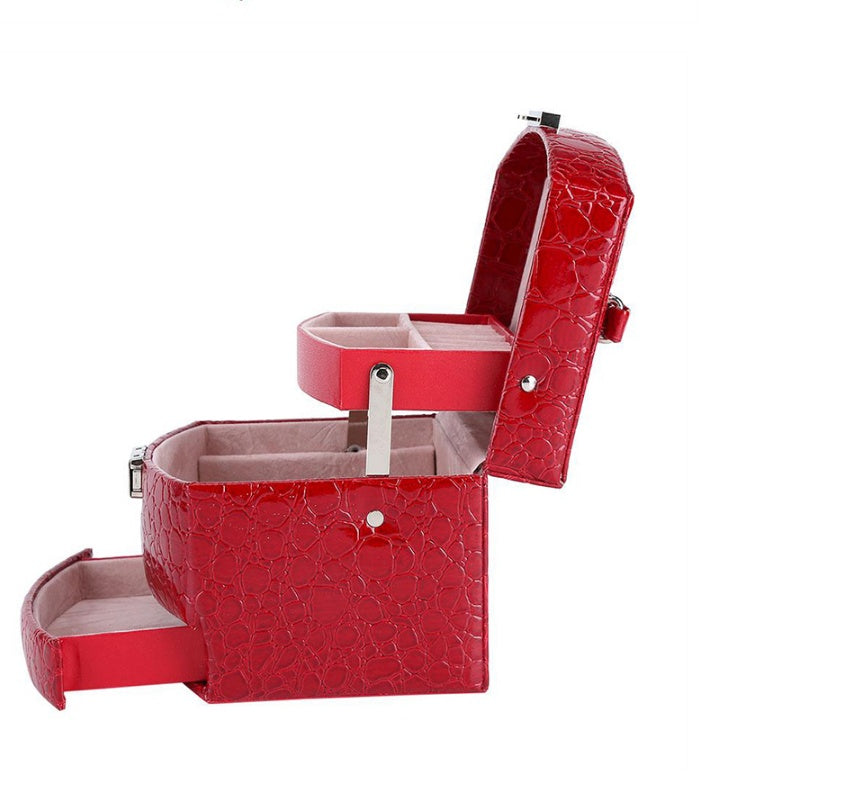 3-Layer Leather Jewelry & Makeup Organizer Box