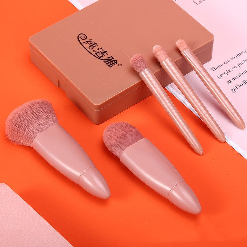 5-Piece Makeup Brush Set – Powder, Eyeshadow & Blending Tools