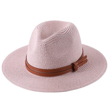 Wide Brim Straw Fedora Hat