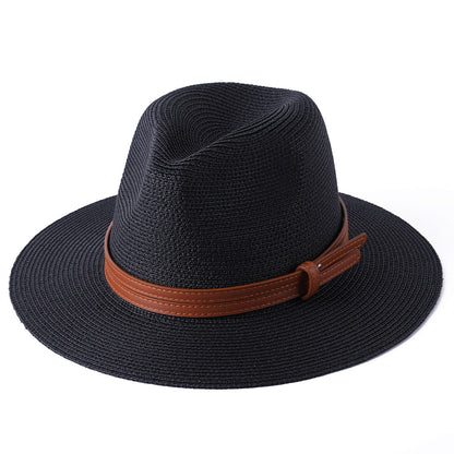 Wide Brim Straw Fedora Hat