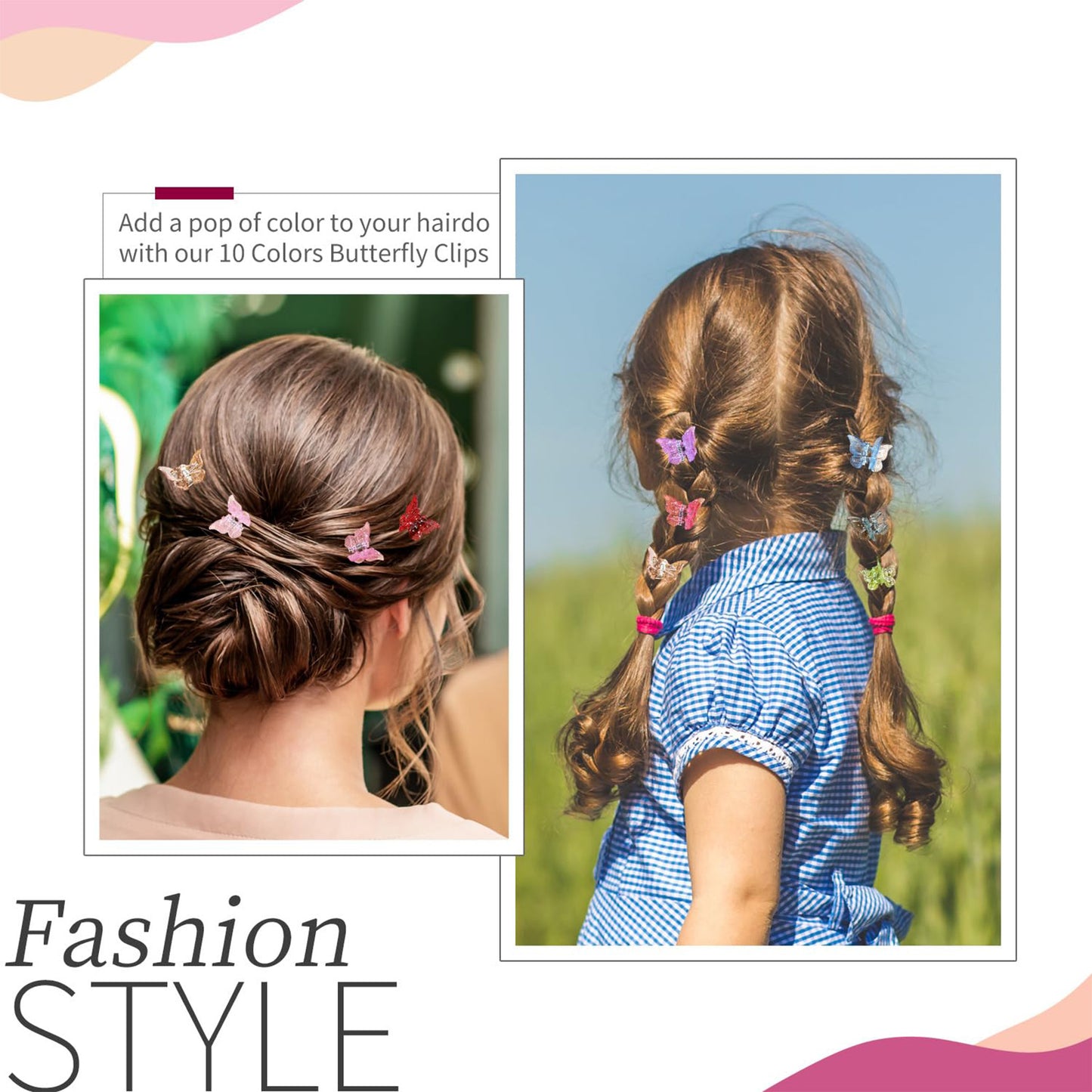 Glitter Mini Butterfly Hair Clips Set