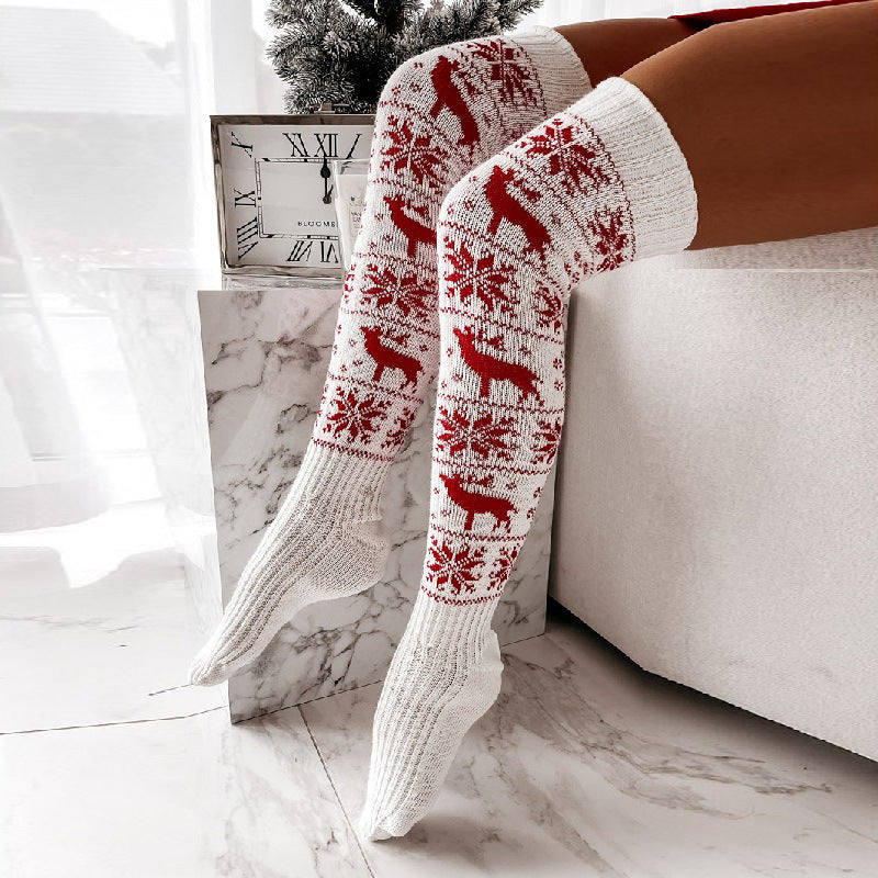 Christmas Knitted Over-the-Knee Socks