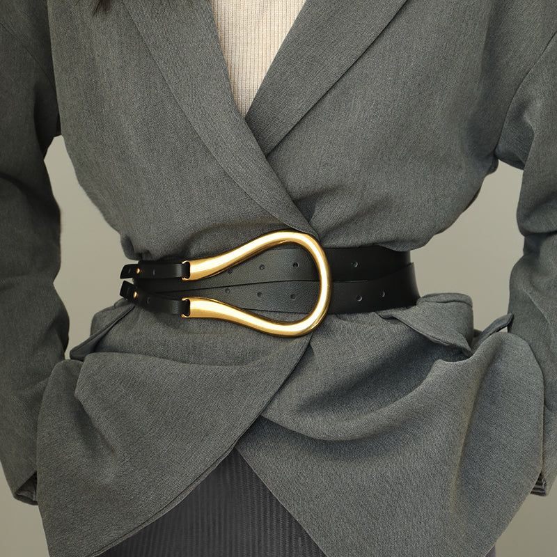 Women Retro Gold Buckle Belt