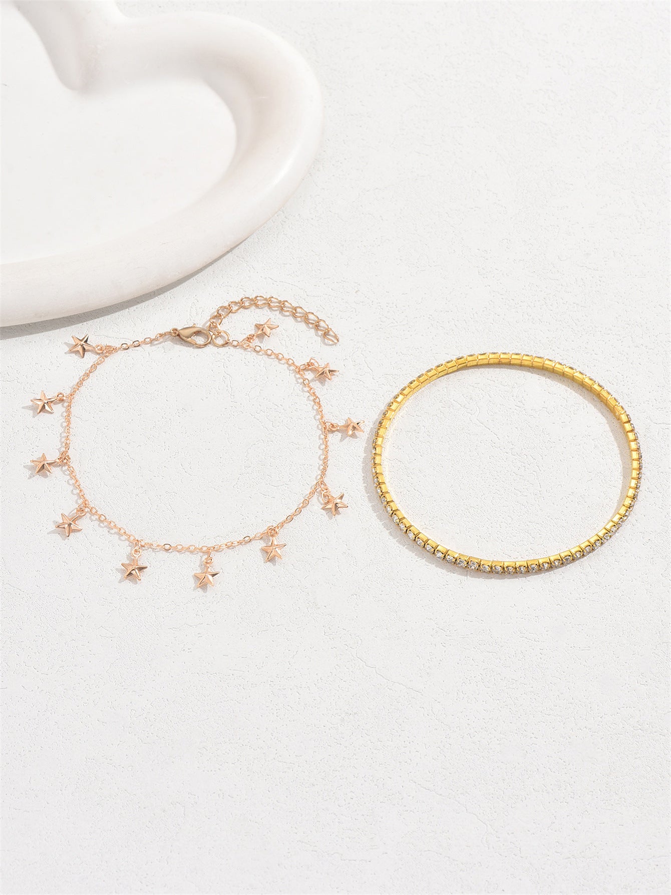 Hollow Heart Tassel Anklet Set