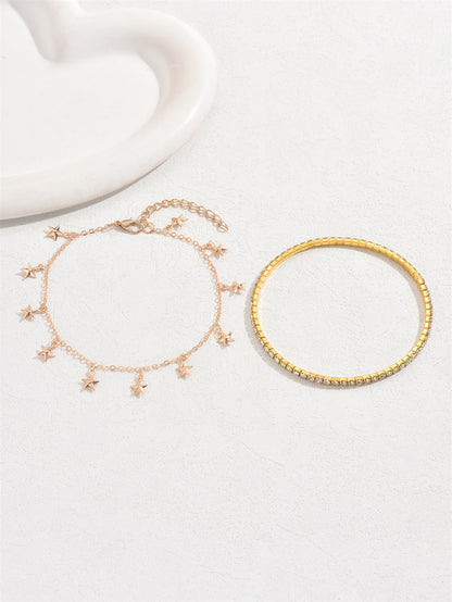 Hollow Heart Tassel Anklet Set