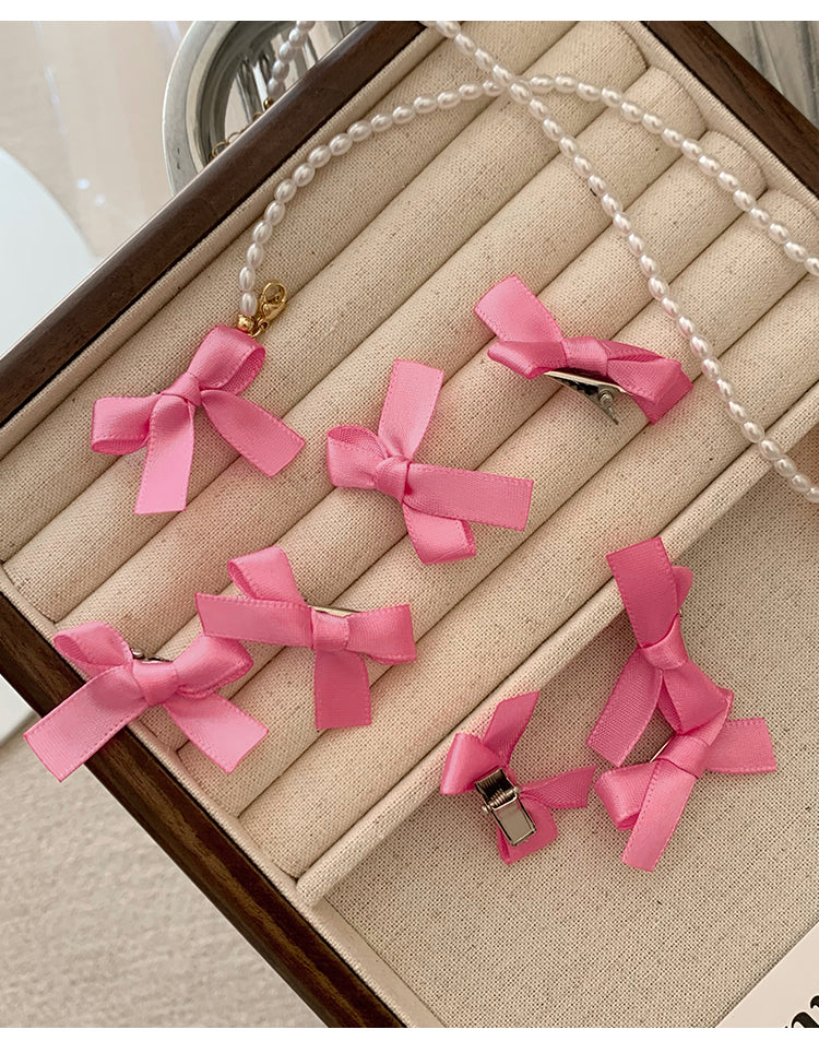 8-Pack Pink Ribbon Bow Hair Clips