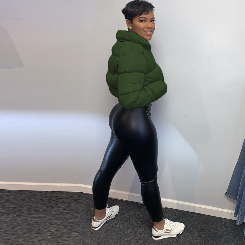 Women Short Stand Collar Winter Coat