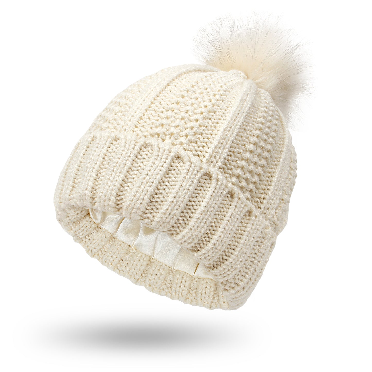 Skull Knit Beanie Hat with Pom Pom