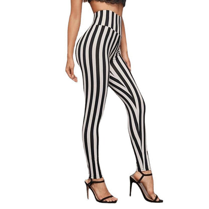 Vertical Stripe High Waist Leggings
