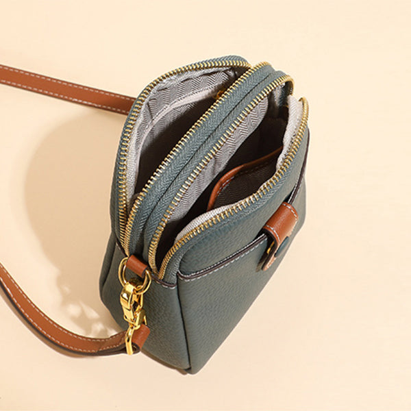 Lychee Pattern Leather Crossbody Bag
