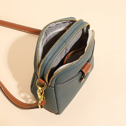Lychee Pattern Leather Crossbody Bag