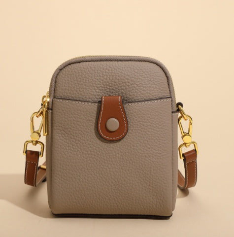 Lychee Pattern Leather Crossbody Bag