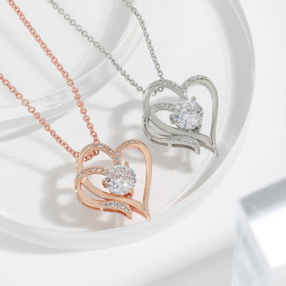 Double Heart Zircon Necklace