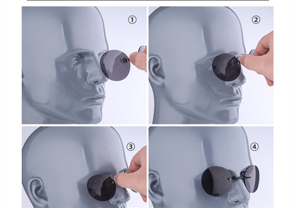 Frameless Round Clip-On Sunglasses