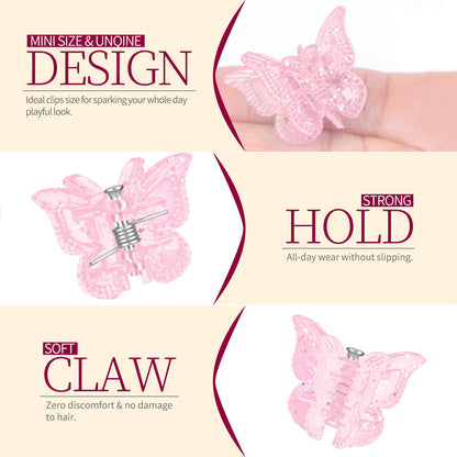 Glitter Mini Butterfly Hair Clips Set