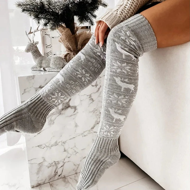 Christmas Knitted Over-the-Knee Socks