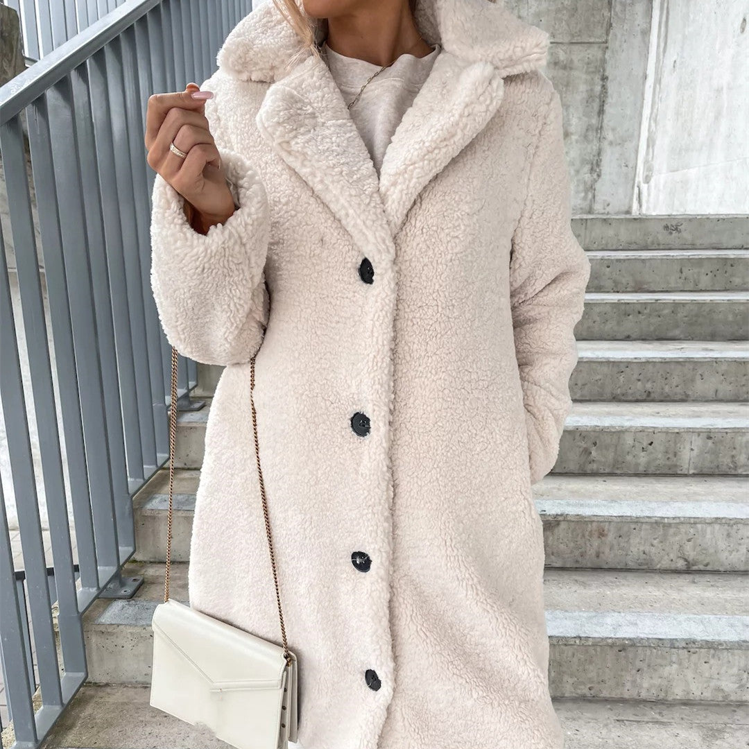 Women Long Sleeve Lapel Plush Jacket