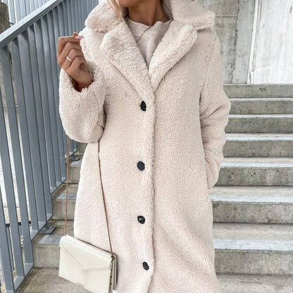 Women Long Sleeve Lapel Plush Jacket