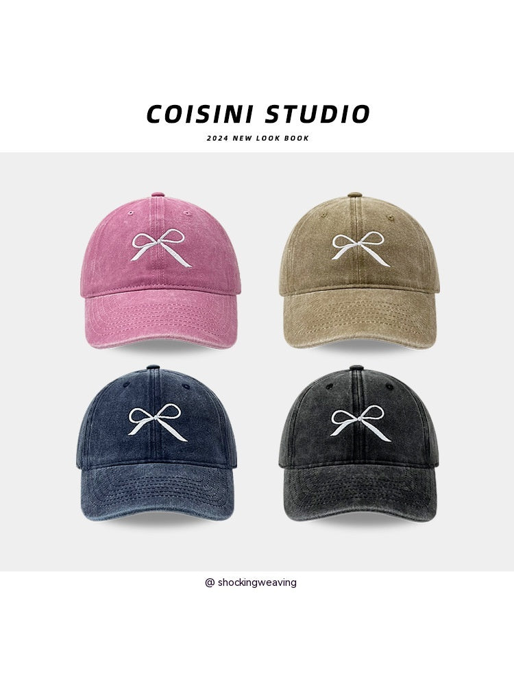 Bowknot Embroidery Denim Cap