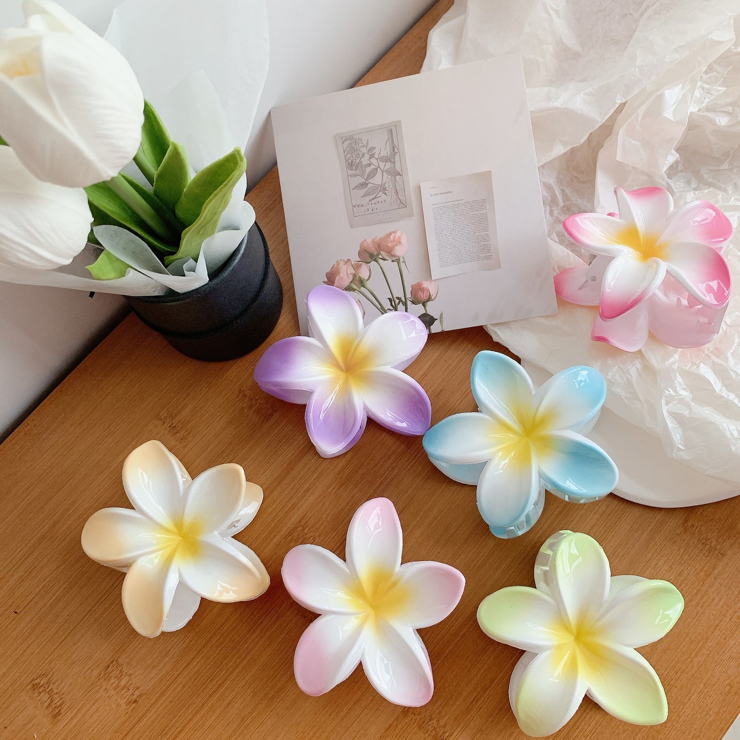 Plumeria Flower Hair Clips