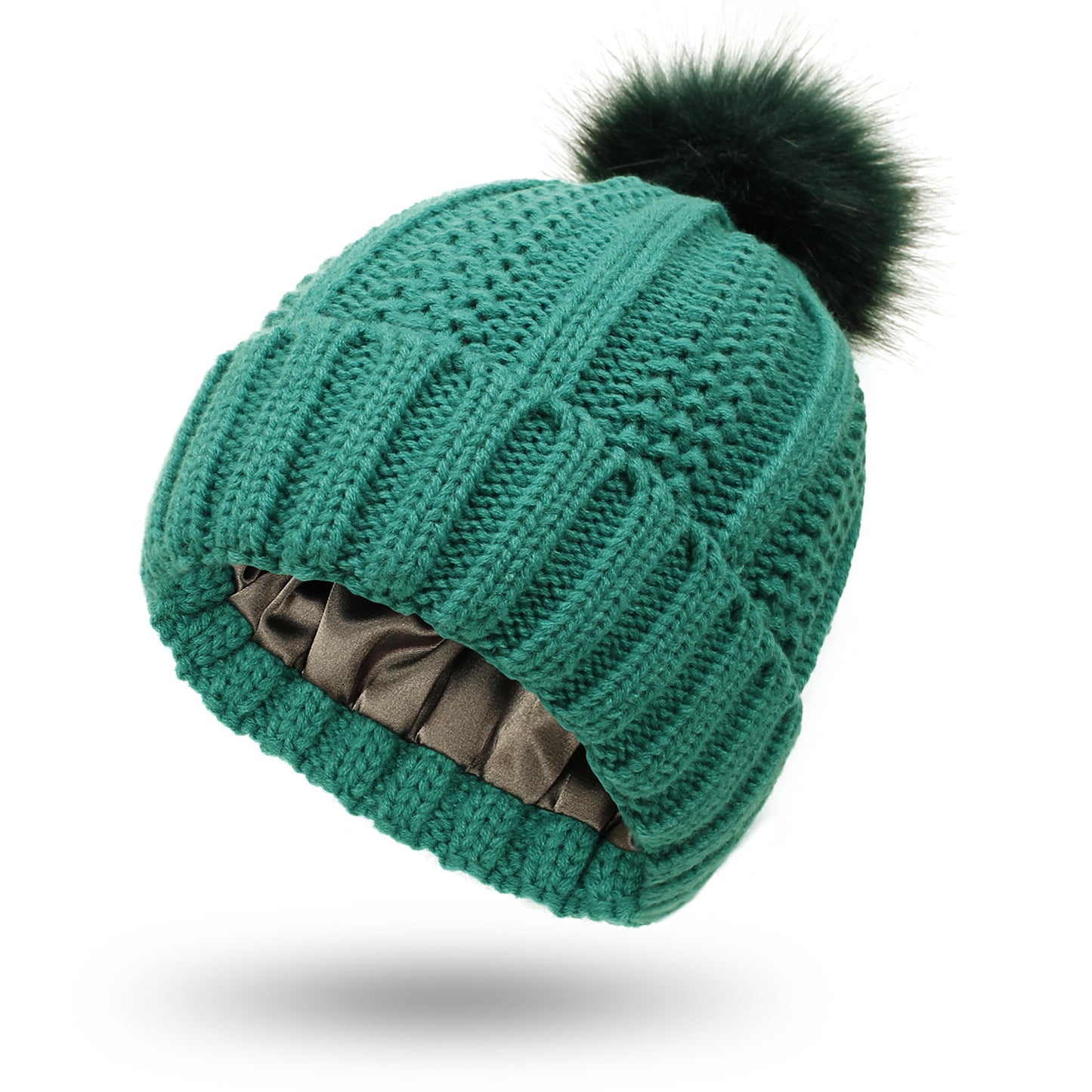 Skull Knit Beanie Hat with Pom Pom