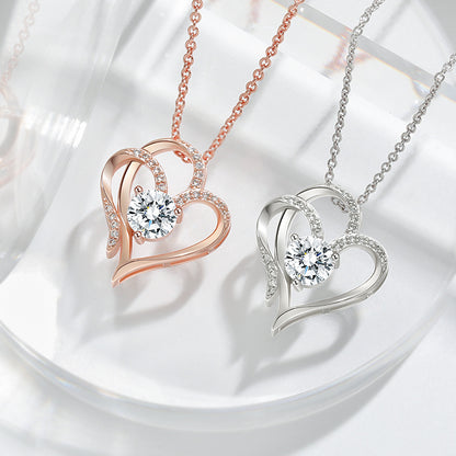 Double Heart Zircon Necklace