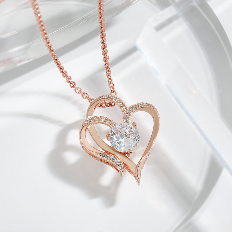 Double Heart Zircon Necklace