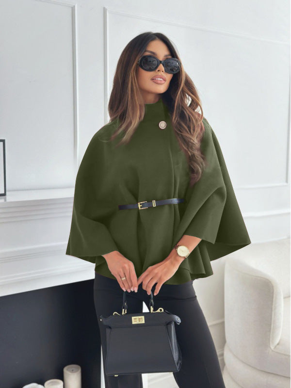 Women Stand Collar Batwing Sleeve Cloak Top