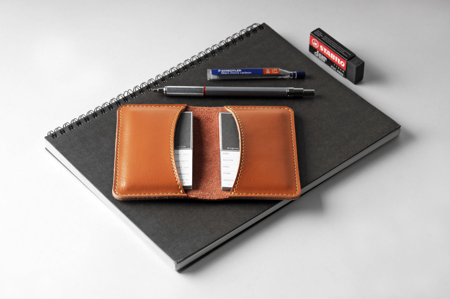 Leather Business Card Holder for Men & Women