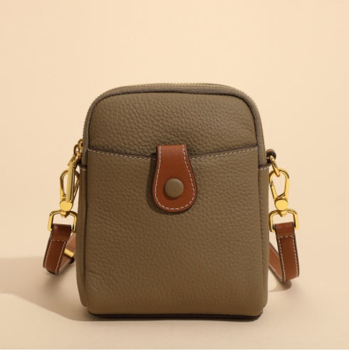 Lychee Pattern Leather Crossbody Bag