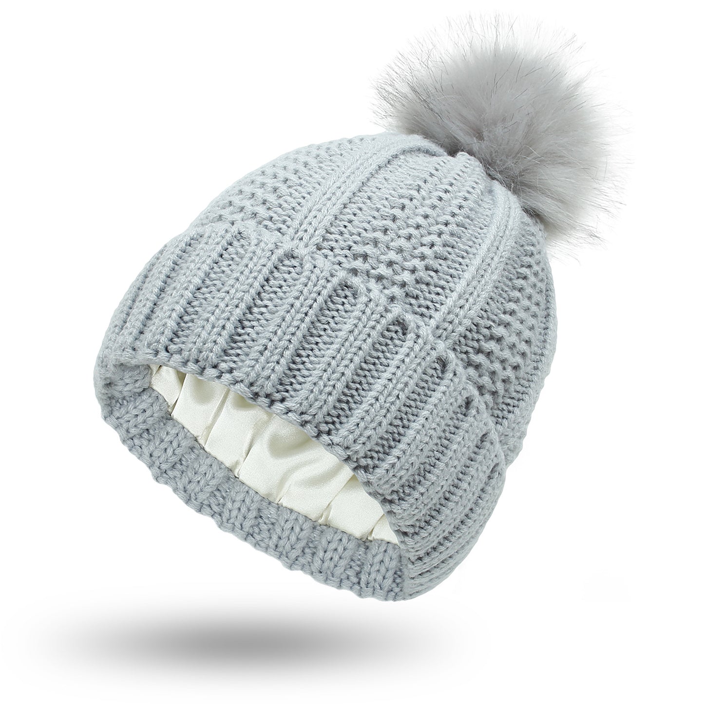 Skull Knit Beanie Hat with Pom Pom