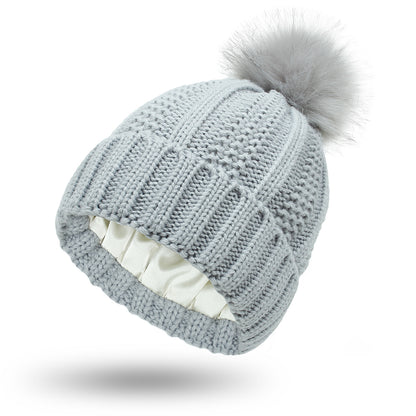Skull Knit Beanie Hat with Pom Pom