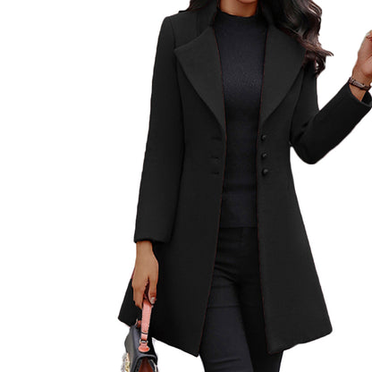 Women Slim-Fit Single Breasted Lapel Coat