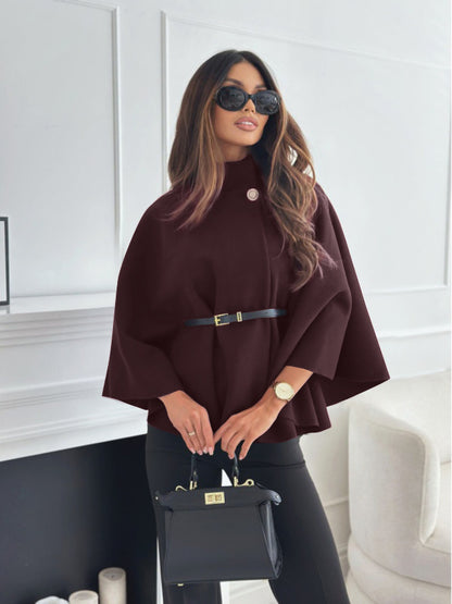 Women Stand Collar Batwing Sleeve Cloak Top