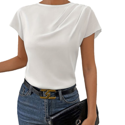 Sleeveless Round Neck Pleated Top