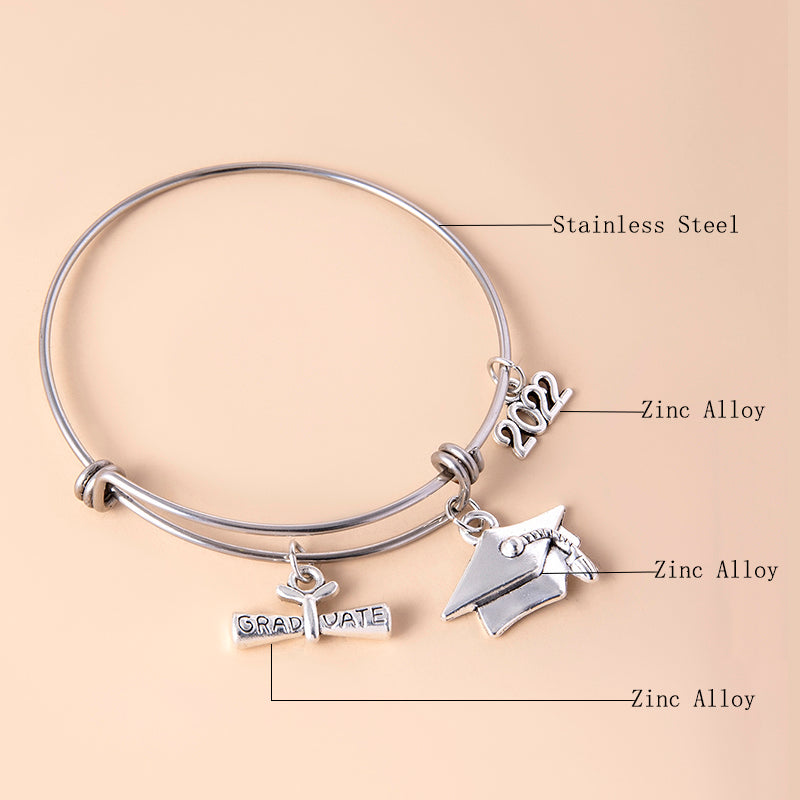 Graduation Cap Charm Bracelet