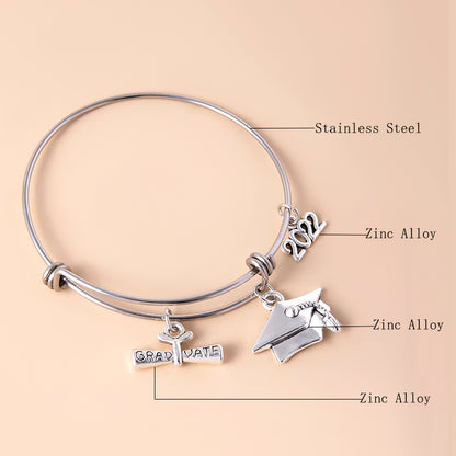 Graduation Cap Charm Bracelet