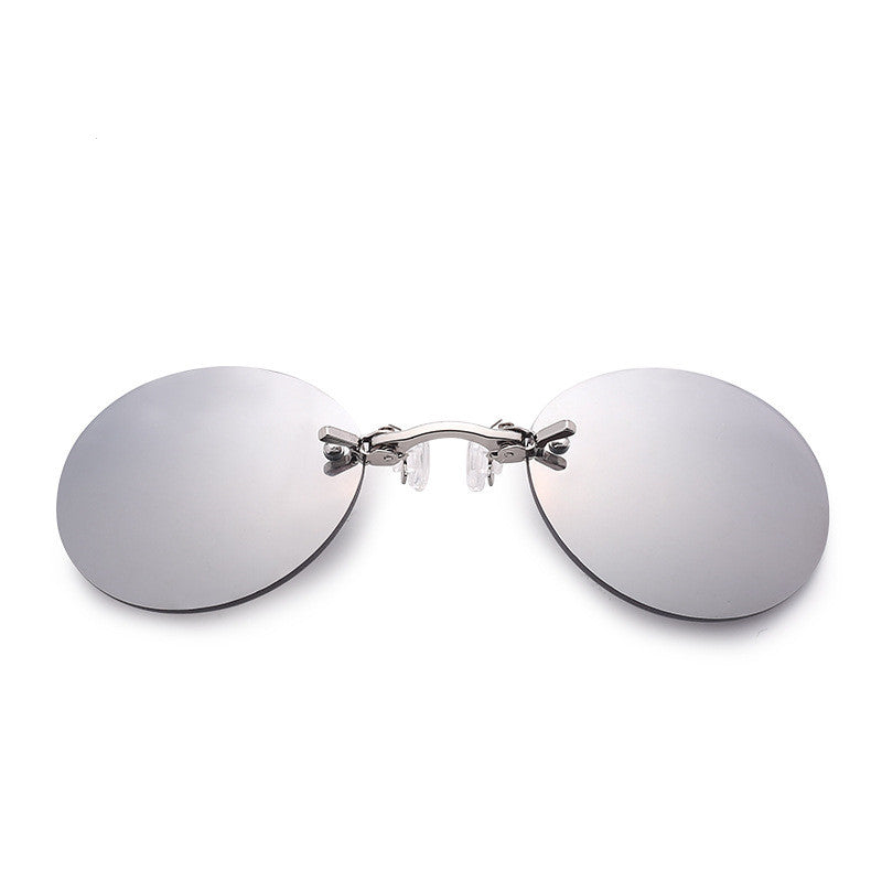 Frameless Round Clip-On Sunglasses