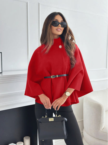 Women Stand Collar Batwing Sleeve Cloak Top