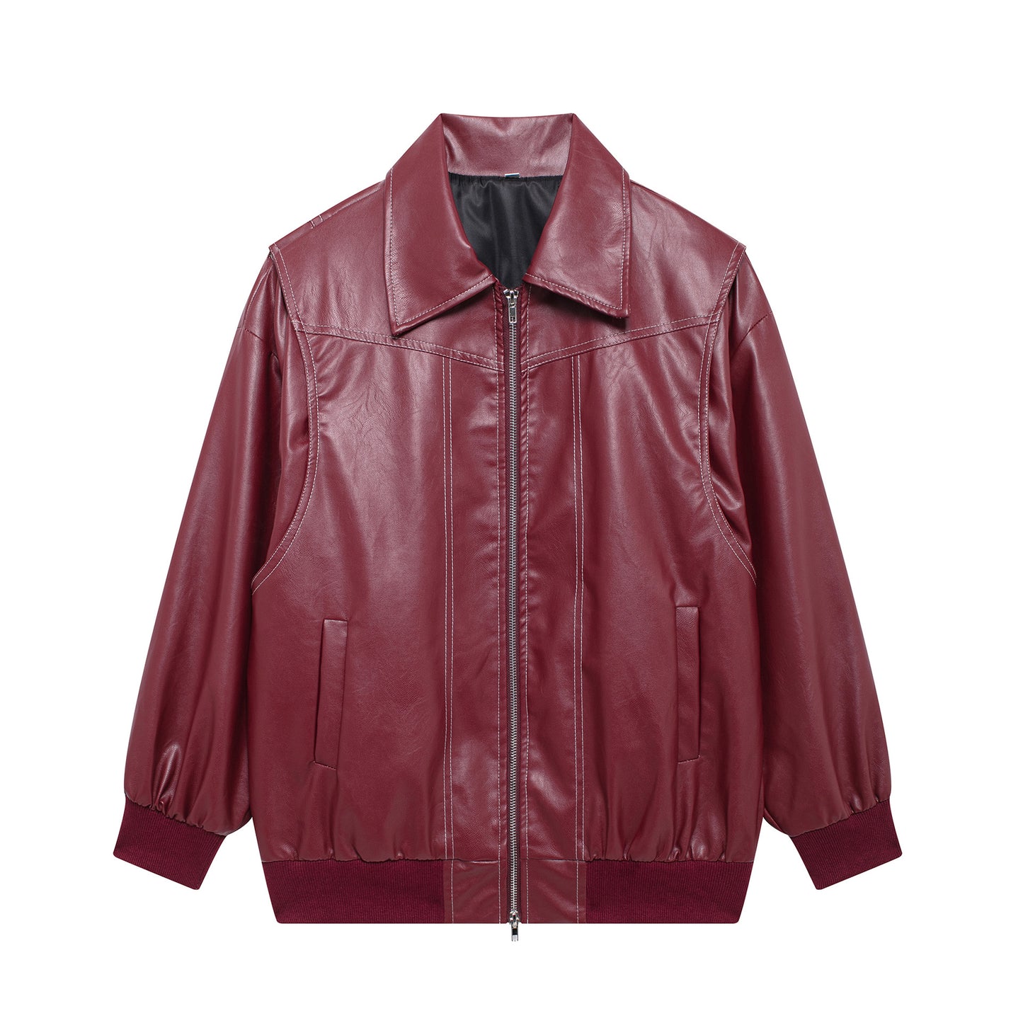 Women Lapel Zip-Up Moto Jacket