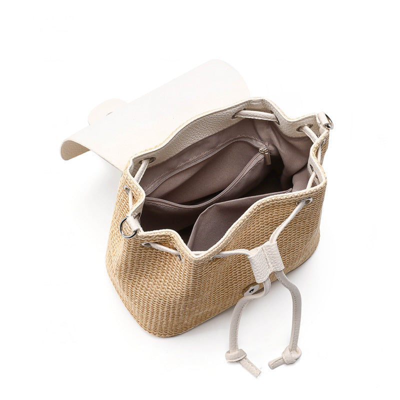 Mini Straw Woven Travel Backpack
