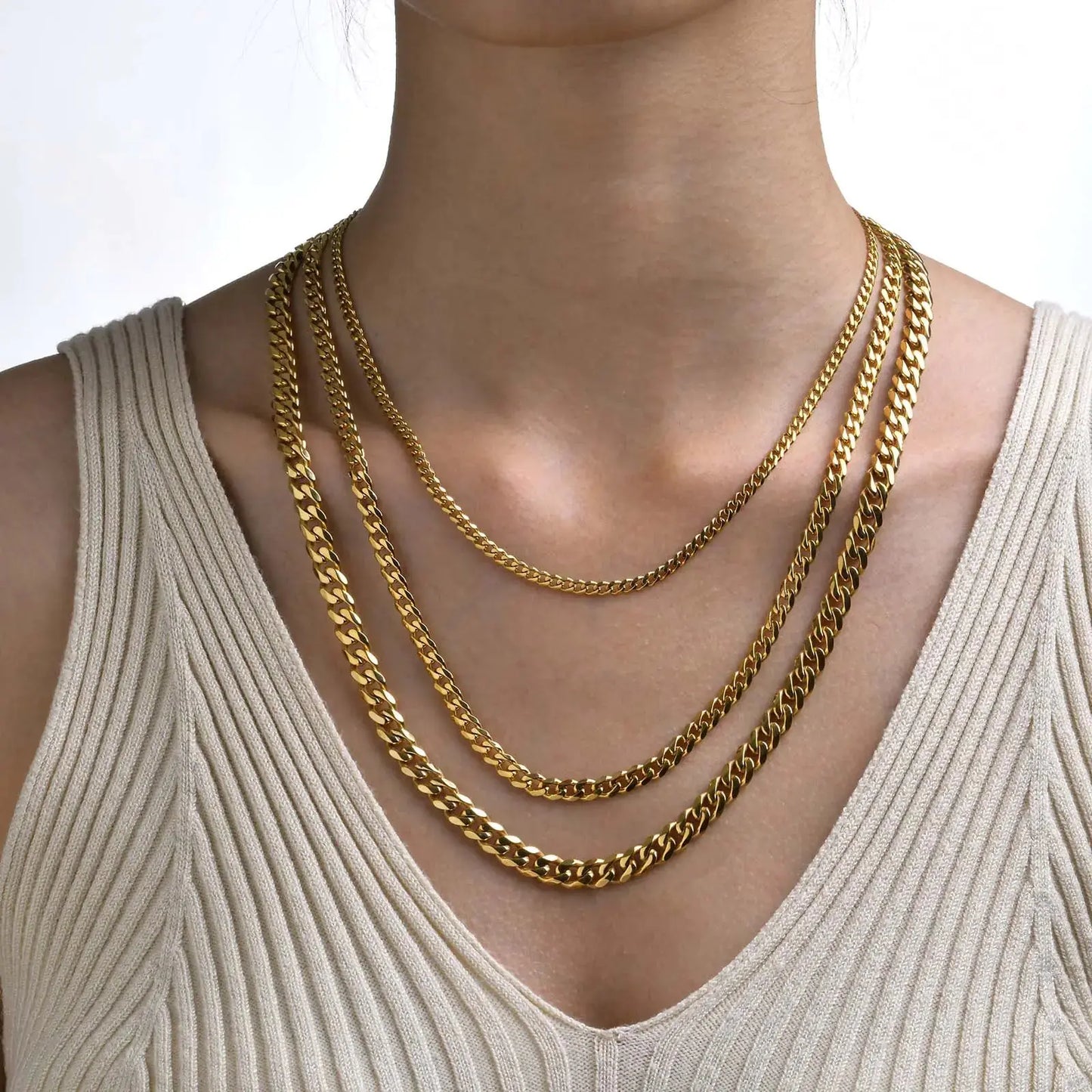 Cuban Link Twin Gold Necklace for Women